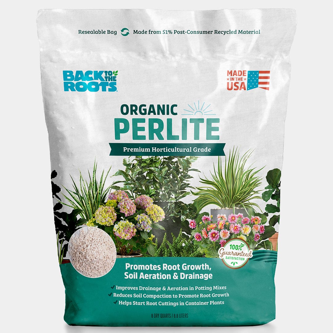 Bag of organic perlite with gardening plants illustration and USA flag on packaging. - Organic Perlite - Premium Horticultural Grade (8 Quart) - Default Title - Back to the Roots
