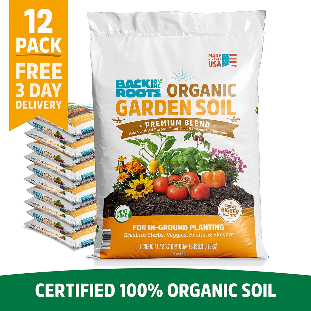 Organic Premium Blend Garden Soil 1 cu.ft. – 12 Pack – Back to the