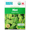 Packet of Back to the Roots organic peppermint mint seeds with green leaf illustration and USDA Organic label. - Organic Mint Seeds — 'Peppermint' - Default Title - Back to the Roots