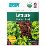 Back to the Roots Organic Lettuce Seeds — 'Gourmet Blend' are USDA Organic, Non-GMO USA seeds featuring green and red salad varieties, perfect for growing a gourmet cool weather crop.
