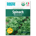 Back to the Roots Organic Spinach Seeds — 'Bloomsdale': USDA organic, non-GMO seeds featuring leafy baby spinach on the pack. Ideal cool weather crop for your garden.