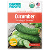 Organic cucumber seed packet with whole and sliced pickling Sumter cucumbers on wooden surface, USDA Organic label visible. - Organic Cucumber Seeds — 'Pickling • Sumter' - Default Title - Back to the Roots
