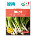 Organic Evergreen Bunching onion seed packet with green onion image and USDA Organic label. - Organic Onion Seeds — 'Evergreen Bunching' - Default Title - Back to the Roots