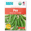 Back to the Roots Organic Pea Seeds 'Snap Sugar Daddy' are a cool weather crop for home gardens, offering green pods. USDA Organic, Non-GMO certified, and 8.4g net weight.