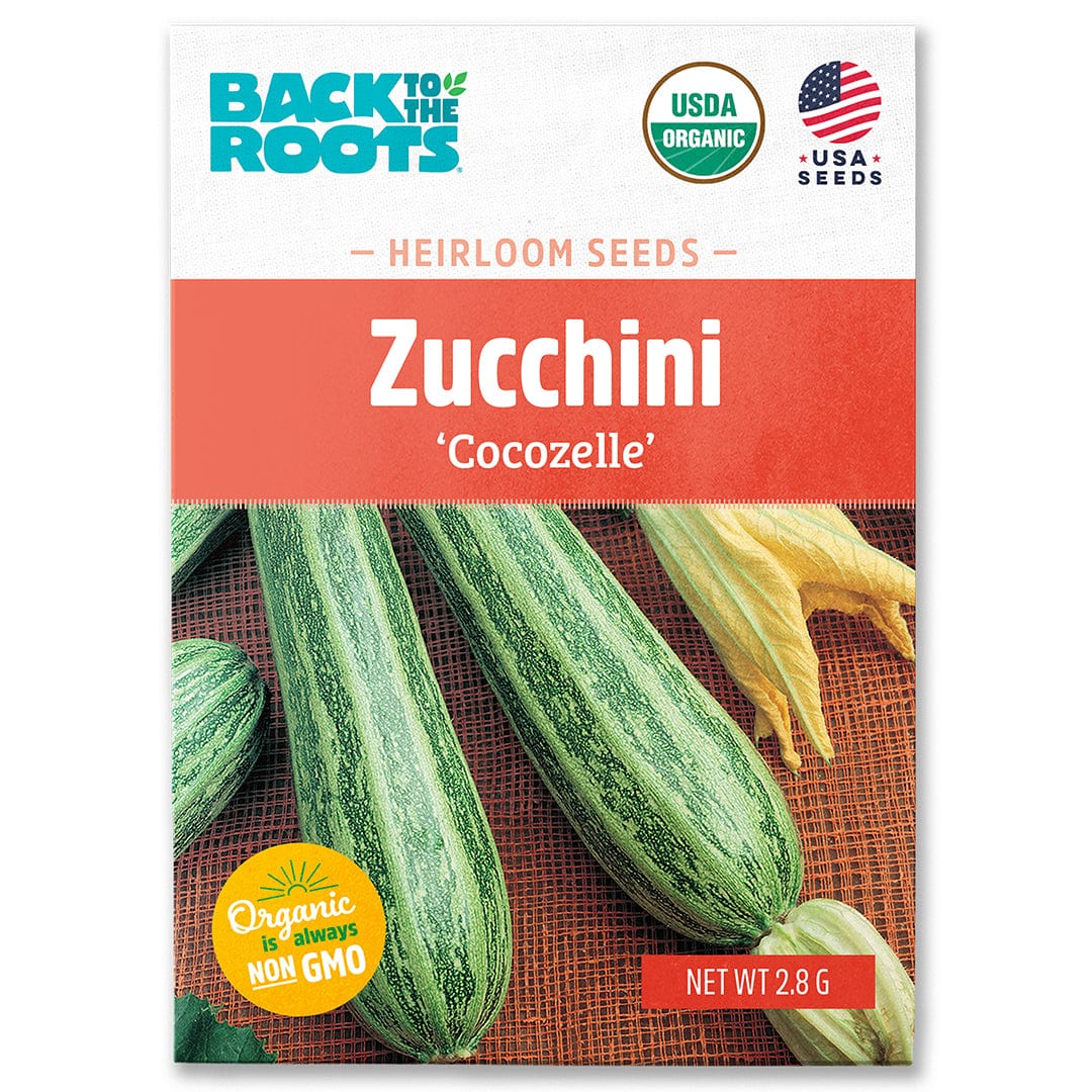 zucchini plant seeds Back to the Roots - 100% Organic Seed packet