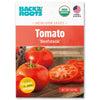 Organic heirloom Beefsteak tomato seed packet with images of whole and sliced red tomatoes on a wooden surface. - Organic Tomato Seeds — 'Beefsteak' - Default Title - Back to the Roots
