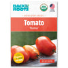 Package of organic Roma tomato seeds with images of ripe Roma tomatoes on wooden surface. - Organic Tomato Seeds — Roma - Default Title - Back to the Roots