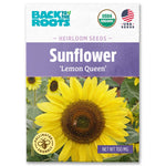 Back to the Roots organic sunflower seeds packet with bright yellow 'Lemon Queen' sunflower image and USDA organic label. - Organic Sunflower Seeds — 'Lemon Queen' - Default Title - Back to the Roots