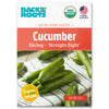 Package of Back to the Roots organic cucumber seeds with fresh cucumbers on a cloth background. - Organic Cucumber Seeds — 'Slicing • Straight Eight' - Default Title - Back to the Roots