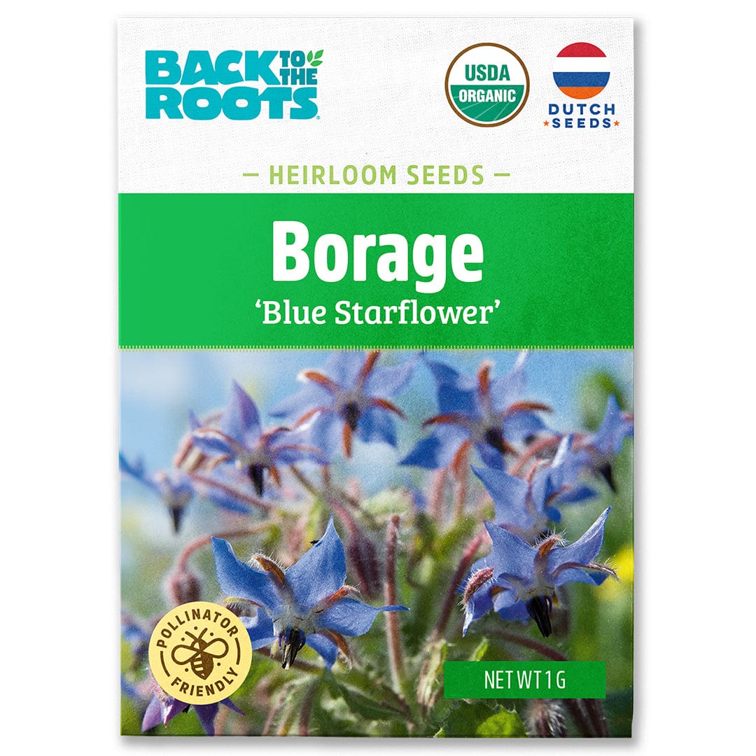 Banana organic borage seeds packet with blue starflower image and USDA organic label. - Organic Borage Seeds — 'Blue Starflower' - Default Title - Back to the Roots