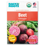Package of organic Chioggia beet seeds with vibrant red and white striped beet illustration on front. - Organic Beet Seeds — 'Chioggia' - Default Title - Back to the Roots
