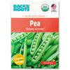 Organic Green Arrow pea seed packet with fresh green pea pods and USDA organic seal. - Organic Pea Seeds — 'Green Arrow' - Default Title - Back to the Roots