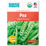 Organic Green Arrow pea seed packet with fresh green pea pods and USDA organic seal. - Organic Pea Seeds — 'Green Arrow' - Default Title - Back to the Roots
