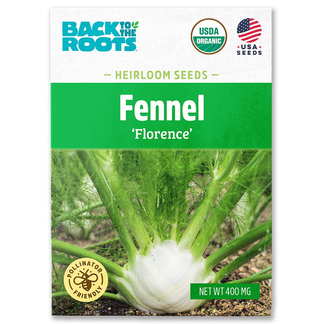 Back to the Roots organic fennel seeds 'Florence' packet with green and white design and fennel bulb image. - Organic Fennel Seeds — 'Florence' - Default Title - Back to the Roots