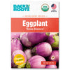 Packet of USDA organic Rosa Bianca eggplant seeds featuring purple and white heirloom eggplants on the front. - Organic Eggplant Seeds — 'Rosa Bianca' - Default Title - Back to the Roots
