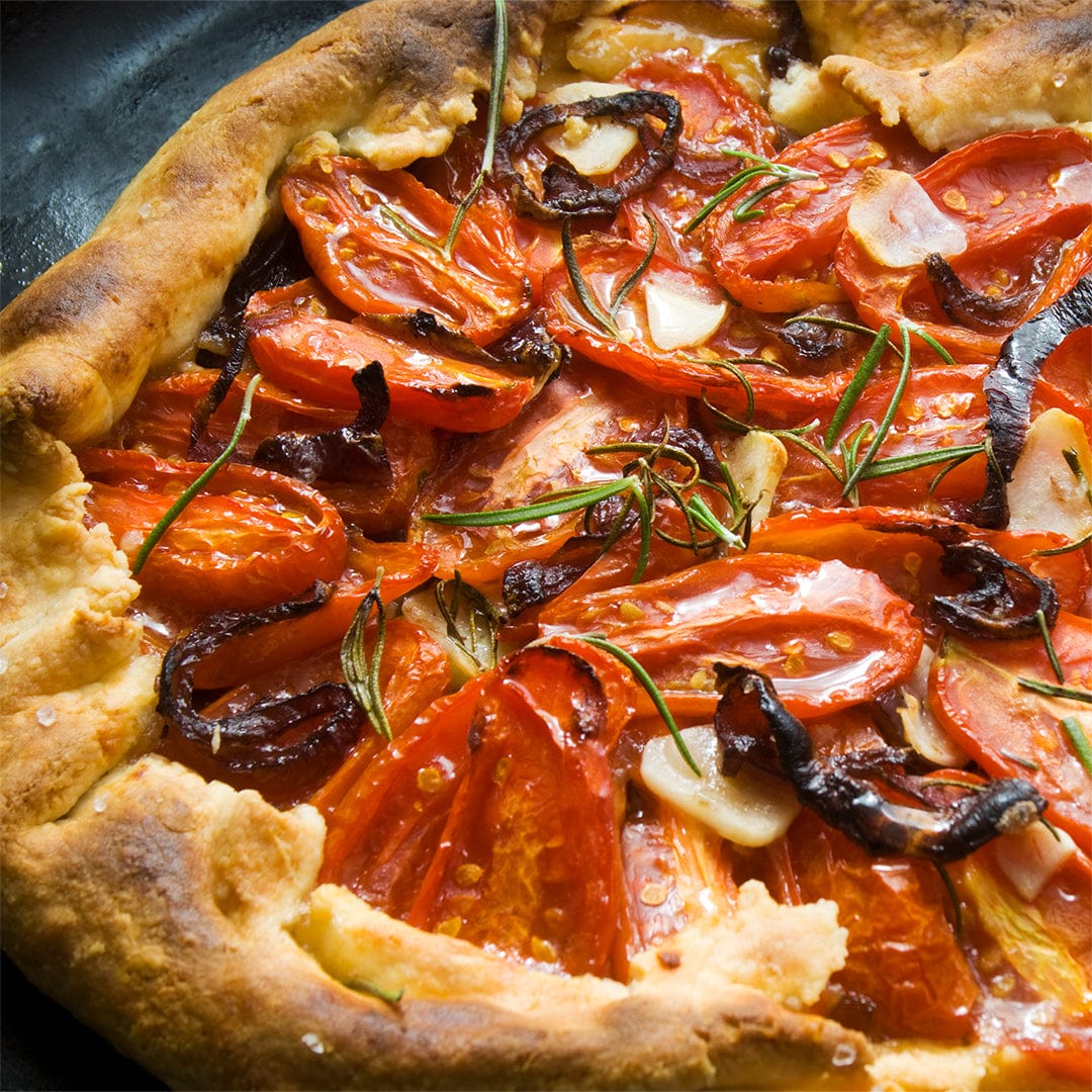 Rustic tomato galette with sliced Roma tomatoes, caramelized onions, and fresh rosemary on golden crust. - Organic Tomato Seeds — Roma - Default Title - Back to the Roots