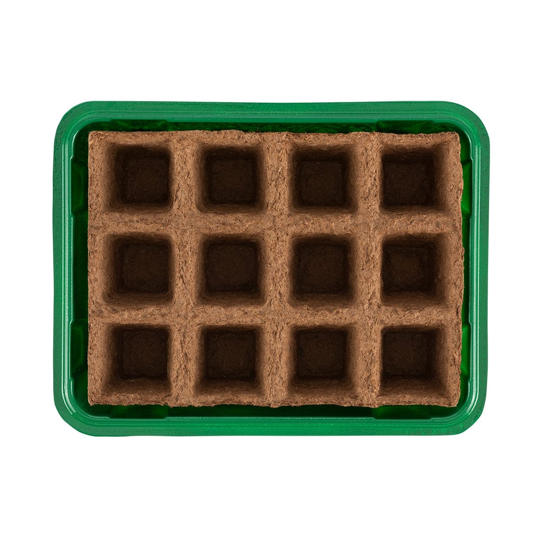 Green 12-cell biodegradable seed starter tray with deep square compartments for germination. - Greenhouse Germination Kit (Organic & Plantable, 12-Cell Tray) - Default Title - Back to the Roots