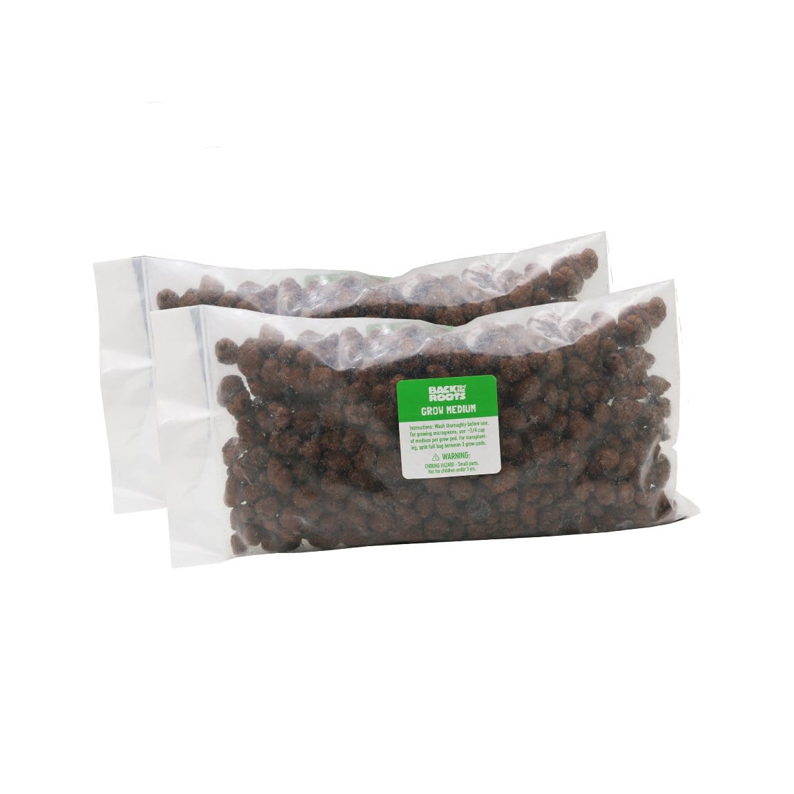Two clear plastic bags filled with brown grow medium pellets, labeled Grow Medium Refill Kit. - Grow Medium Refill Kit - Default Title - Back to the Roots