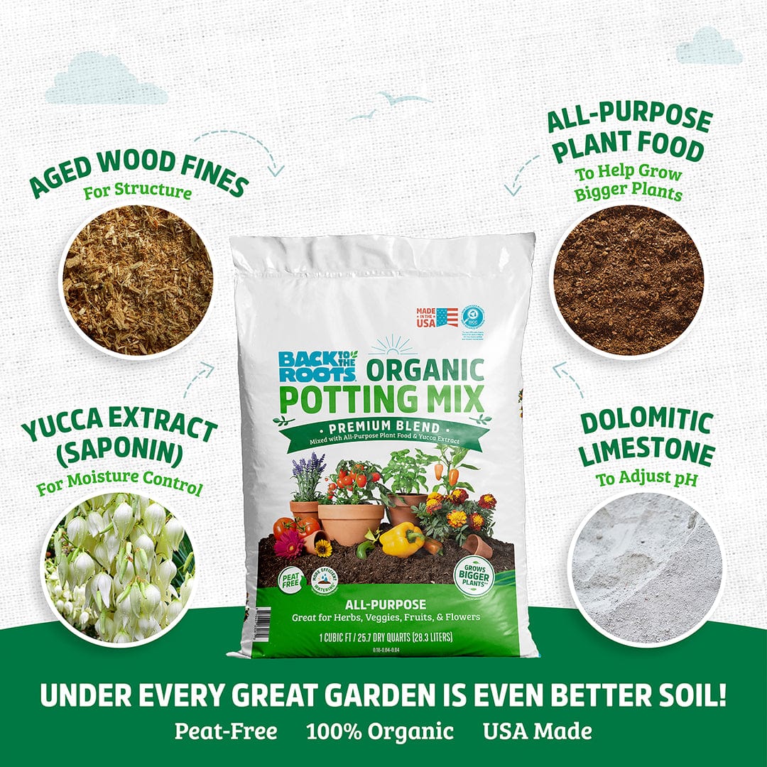 potting mix for veggie garden Back to the Roots Organic Potting Mix (4 1 cu.ft. Bags ) 47074-DS