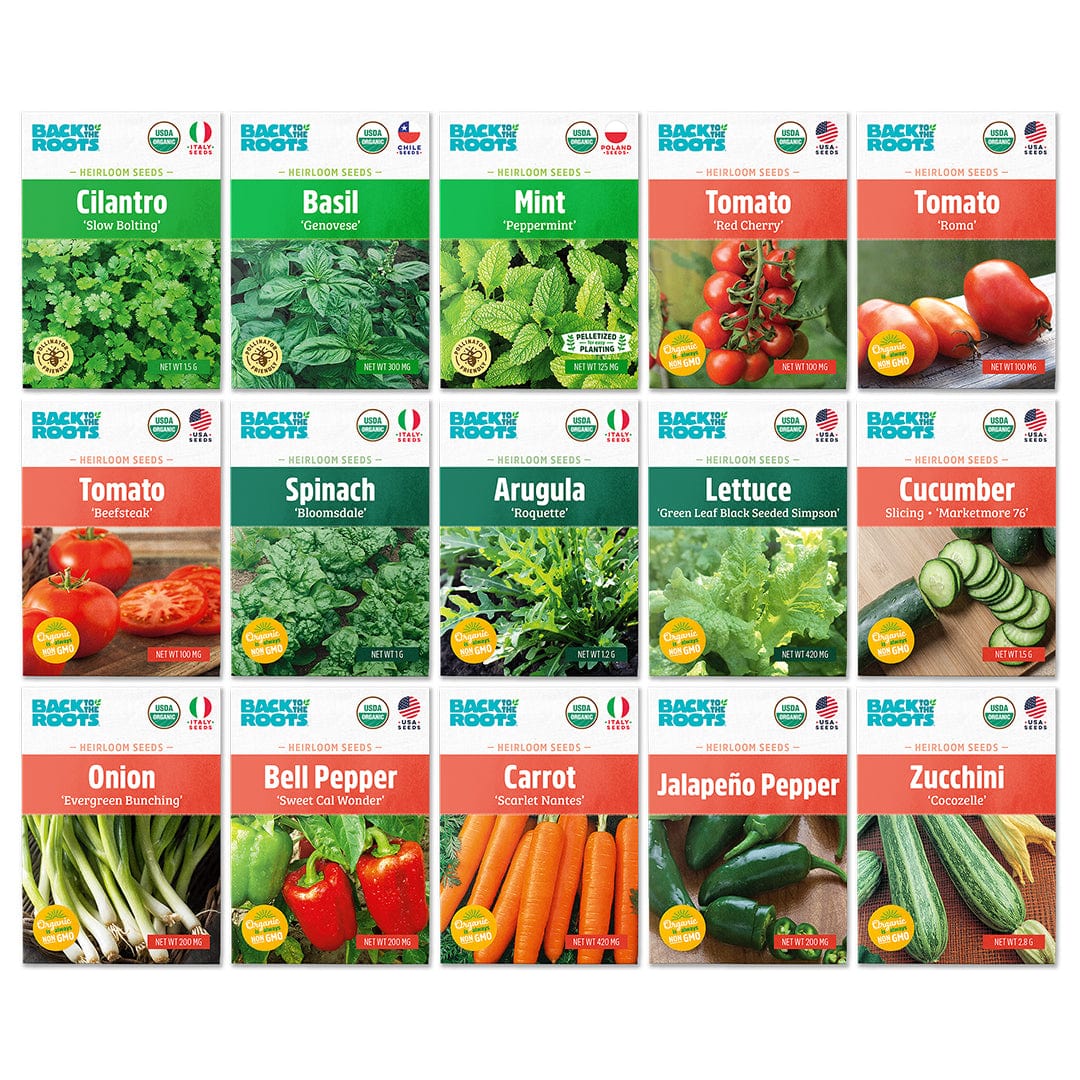 Organic Garden Essentials, 15 Pack (10,000+ seeds!), Seed Bundle