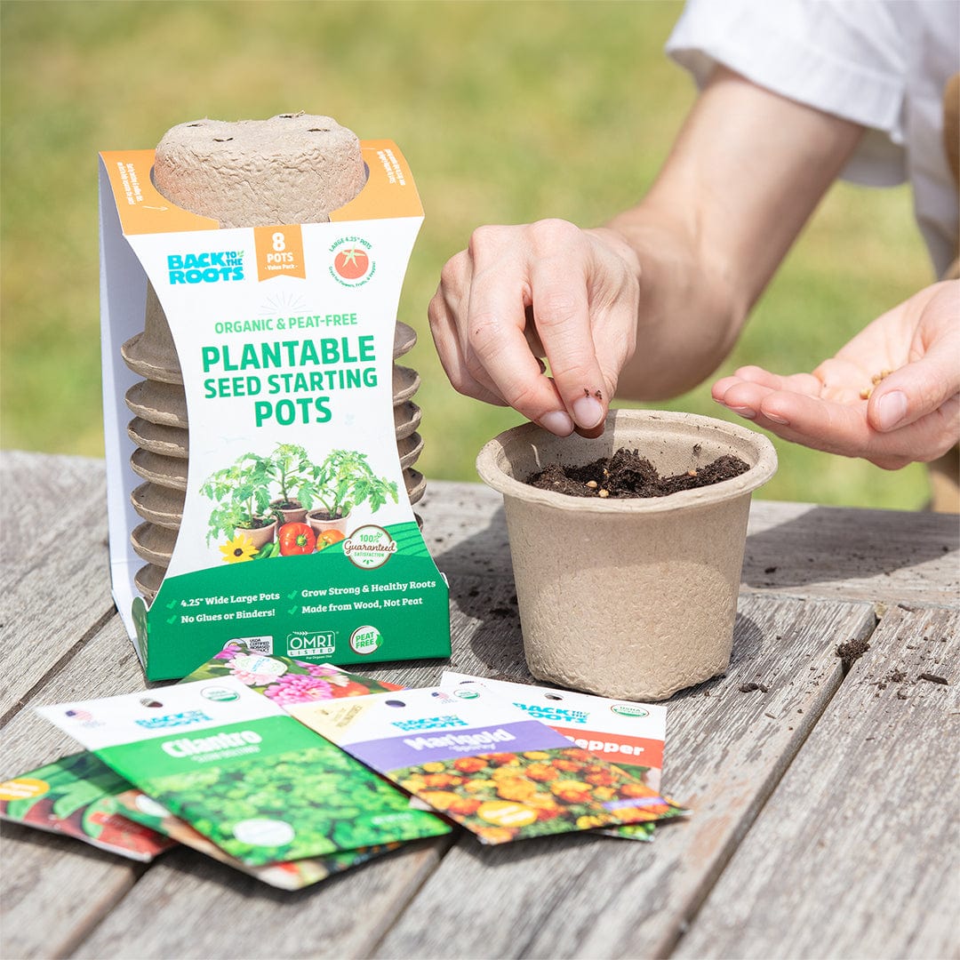 planting pot seeds outdoors Back to the Roots Organic & Plantable 4.25" Wide Seed Starting Pots (8 ct)