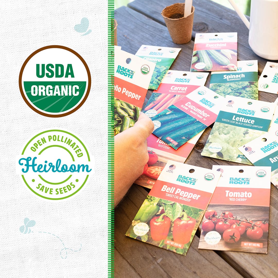 cheap garden seeds Back to the Roots 15pk Organic Garden Essentials Seeds Variety
