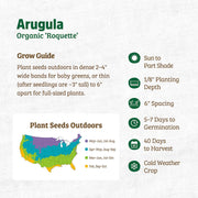 Organic Arugula Seeds — 'Roquette'