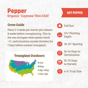 Organic Pepper Seeds — 'Cayenne Thin Chili'