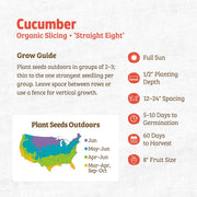 Organic Cucumber Seeds — 'Slicing • Straight Eight'