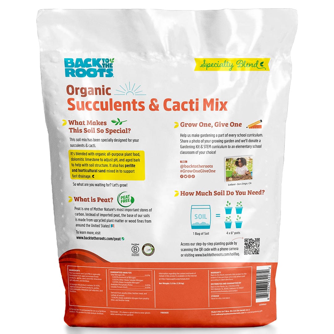 back to the roots succulent 6 qt. Organic Succulent and Cacti Mix Soil (1-Pack)