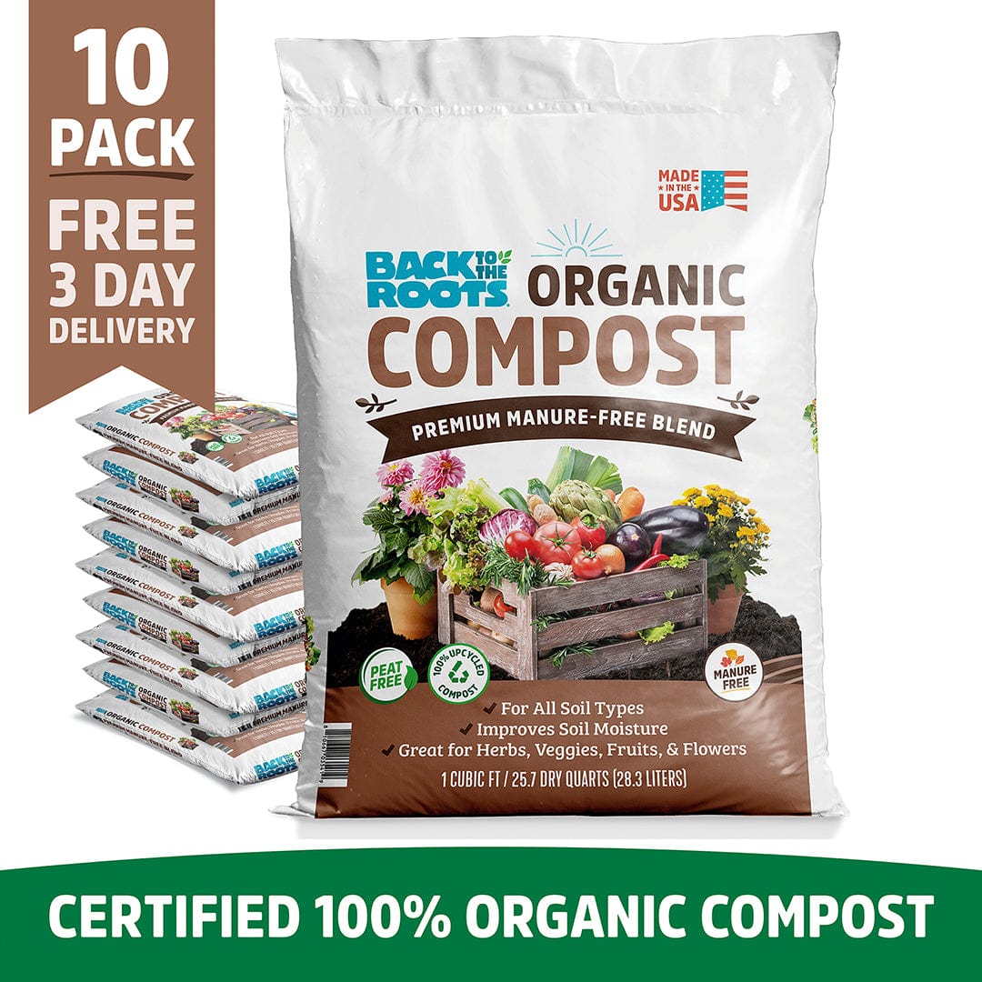 Organic Premium Compost — Manure-Free Blend (1 cu.ft.) 10 Pack — Ready to Use