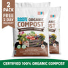 Two bags of Back to the Roots Organic Premium Compost — Manure-Free Blend (1 cu.ft.) are shown; certified 100% organic, ready to use, and ideal for herbs, veggies, fruits, and flowers.