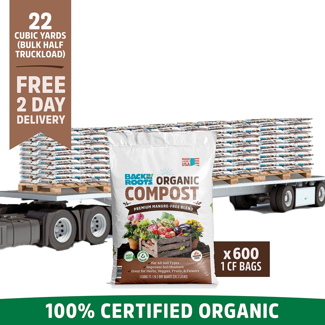 Organic Compost: Bulk Half Truckload 22 Cubic Yards (10 Pallets | 600 1CF Bags)