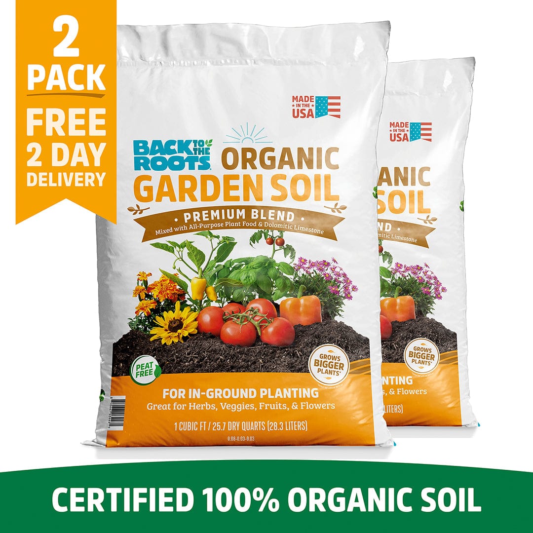 Get two 1 cu.ft. bags of Back to the Roots Organic Premium Blend Garden Soil (2 Pack), 100% organic and enriched for herbs, veggies, fruits, and flowers. Enjoy free 2-day delivery.