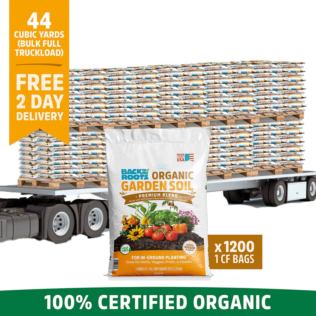 Organic Garden Soil: Bulk Truckload 44 Cubic Yards (20 Pallets | 1200 1CF Bags)