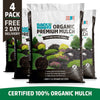 Four bags of organic premium mulch with natural wood texture in dark brown, labeled for landscaping use, arranged side by. - Organic Premium Mulch — Natural Wood (1 cu.ft.) 4 Pack — Ready to Use - Default Title - Back to the Roots