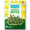 Green and yellow seed packet labeled Back to the Roots Organic Certified Nettle with illustrated nettle plants and butterfly. - Organic Nettle Seeds ROC - Default Title - Back to the Roots