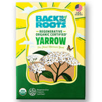 Green and yellow package of Back to the Roots organic yarrow seeds with illustrated white yarrow flowers and butterfly. - Organic Yarrow Seeds - Default Title - Back to the Roots