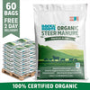 A pallet of 60 Back to the Roots Organic Bulk Steer Manure 1 cu.ft. bags; 100% certified organic soil amendment that improves soil structure and plant growth; made in the USA.
