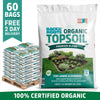 A large pallet of Back to the Roots Organic Bulk Topsoil (60 1 cu.ft. bags) offers 100% certified organic topsoil, free 2-day delivery, and is available in California.