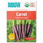 Packet of USDA organic Purple Dragon carrot seeds with image of deep purple carrots on green foliage background. - Organic Carrot Seeds — 'Purple Dragon' - Default Title - Back to the Roots