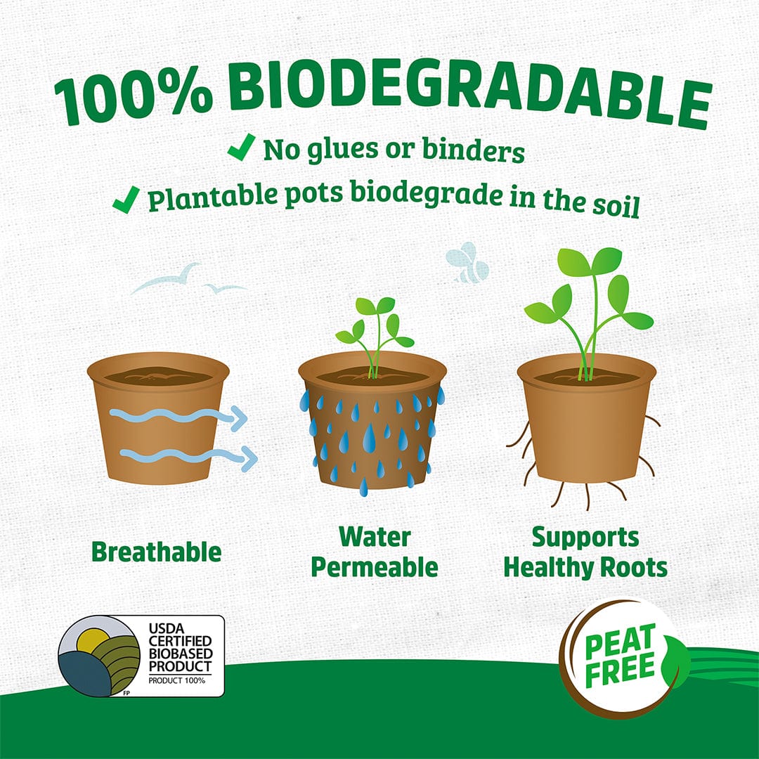 proud plant parent pot Back to the Roots Organic & Plantable 4.25" Wide Seed Starting Pots (8 ct)