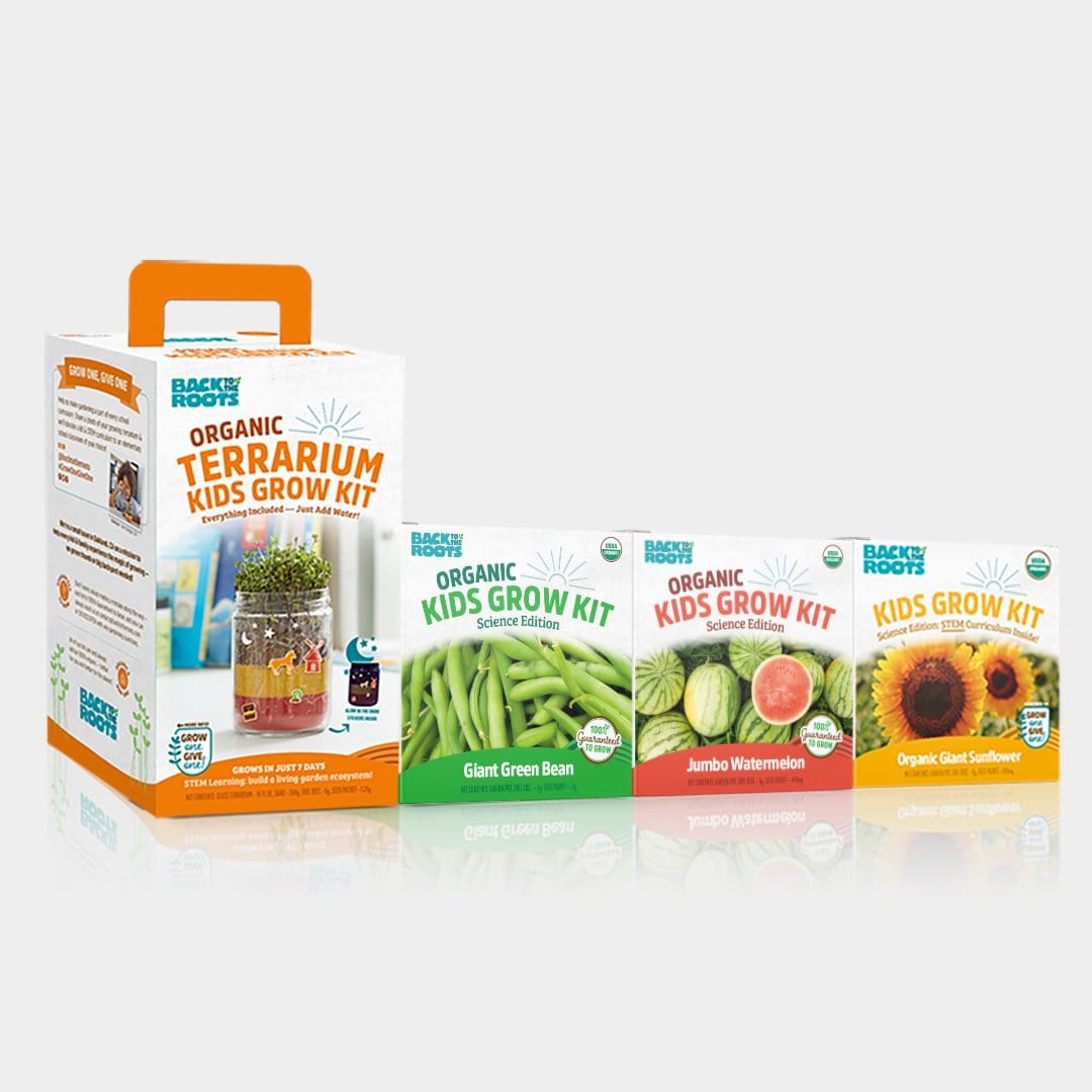 Kids Grow Kit 4-Pack Bundle: Terrarium and 3 Science Grow Kits 🎁