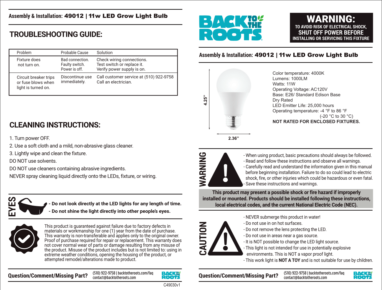 Led Bulb Pdf LED Grow Light Bulb Frequently Asked Questions – Back to the Roots